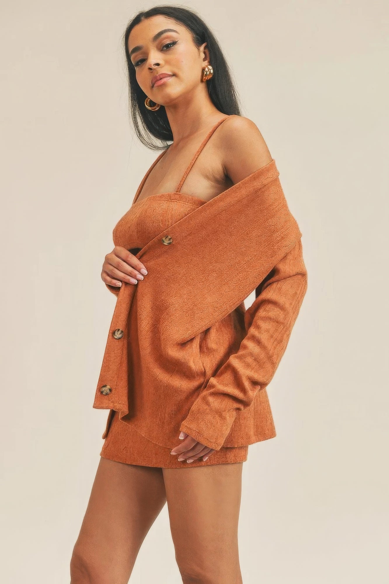Cardigan Tube Top & Skirt Set