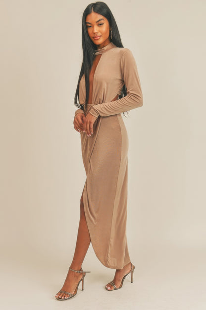 Pecan Brown Open Front Dress