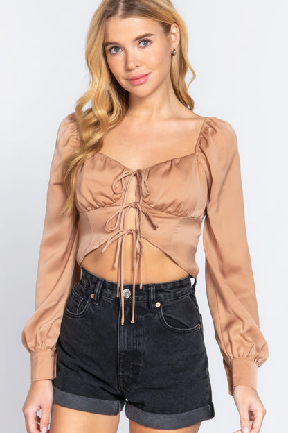 Sweetheart Neck Front Tie Top