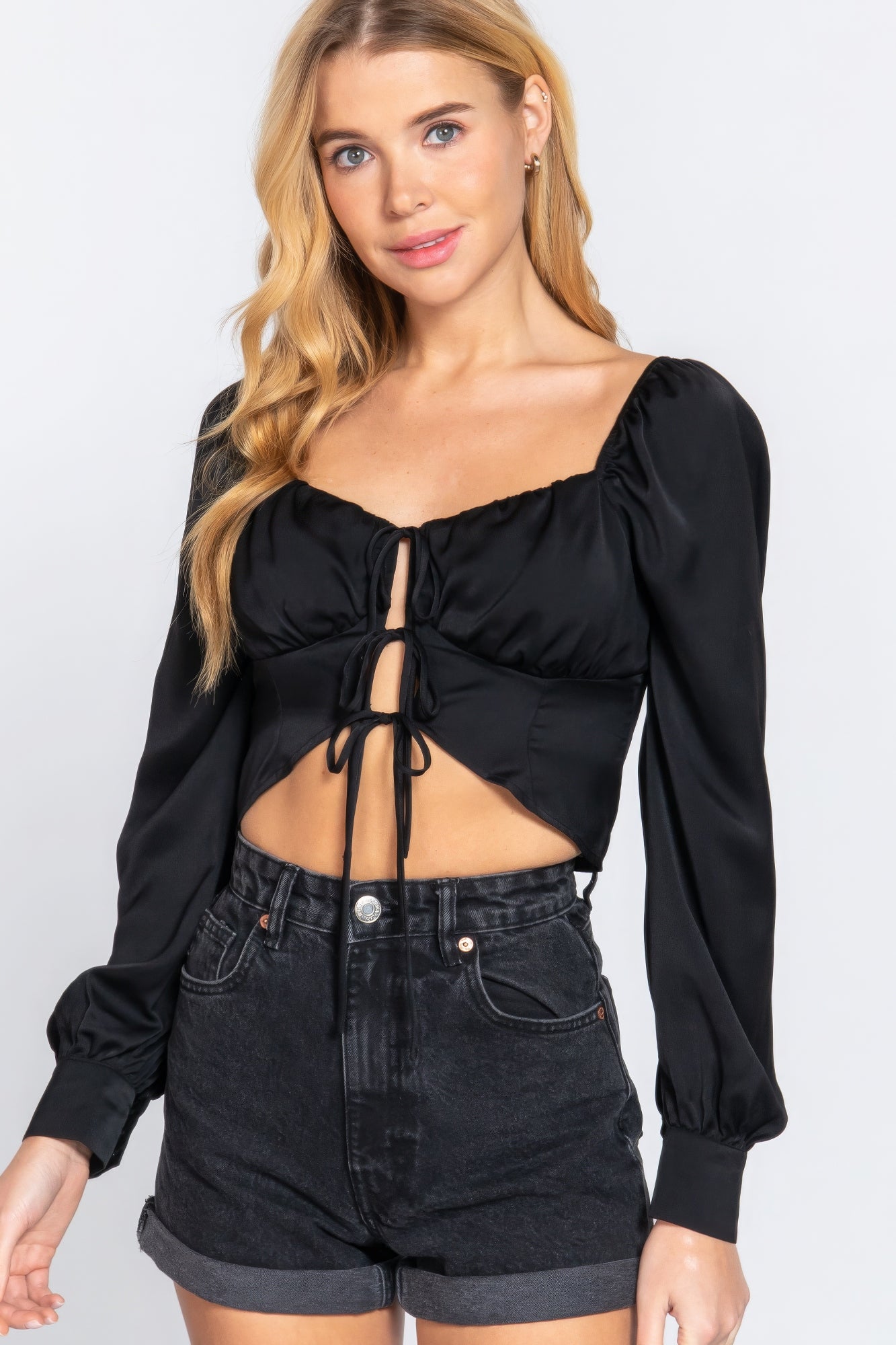 Sweetheart Neck Front Tie Top