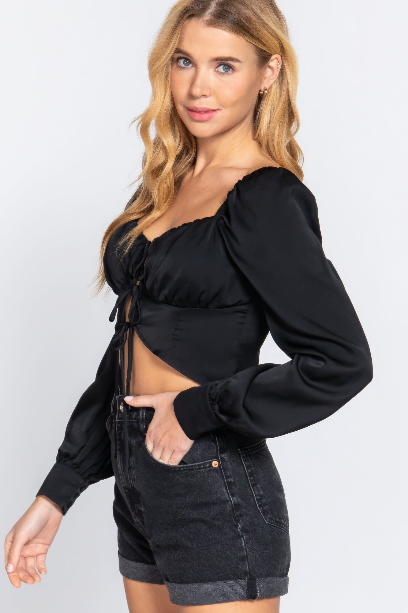 Sweetheart Neck Front Tie Top