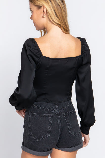 Sweetheart Neck Front Tie Top