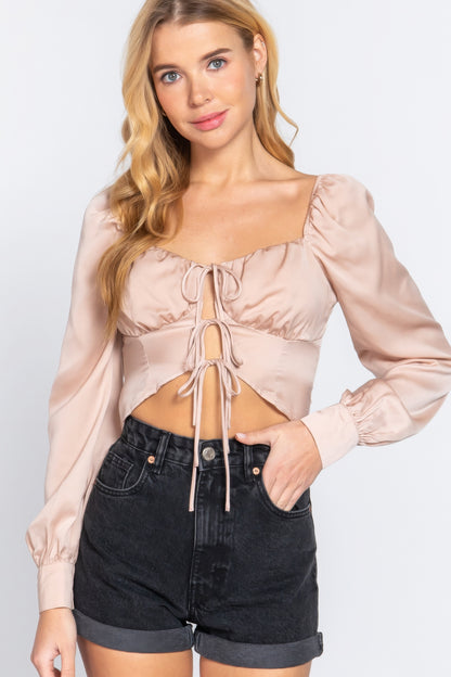 Sweetheart Neck Front Tie Top