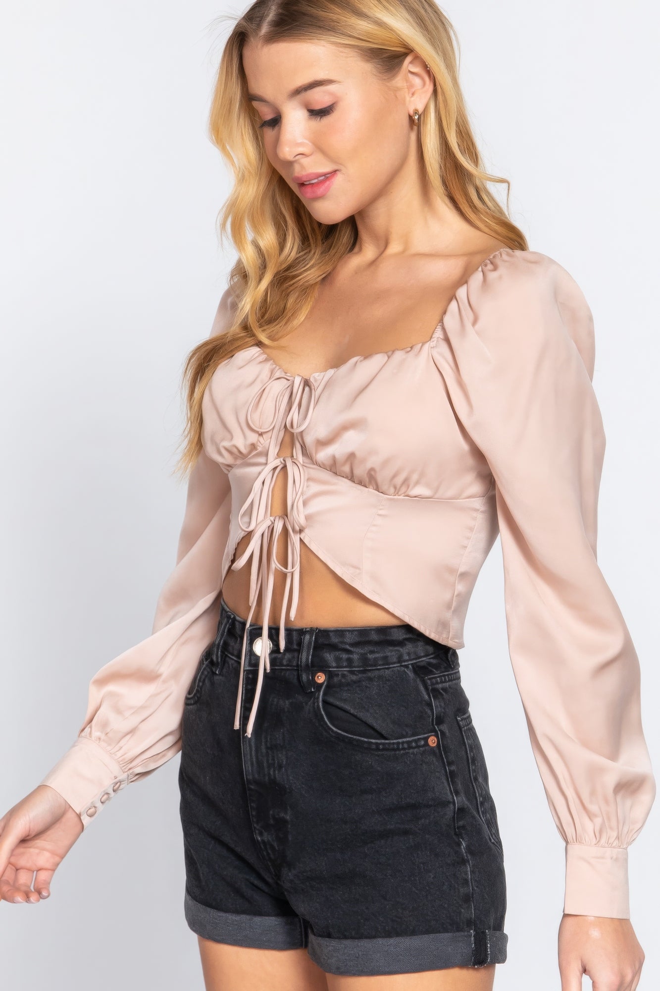 Sweetheart Neck Front Tie Top