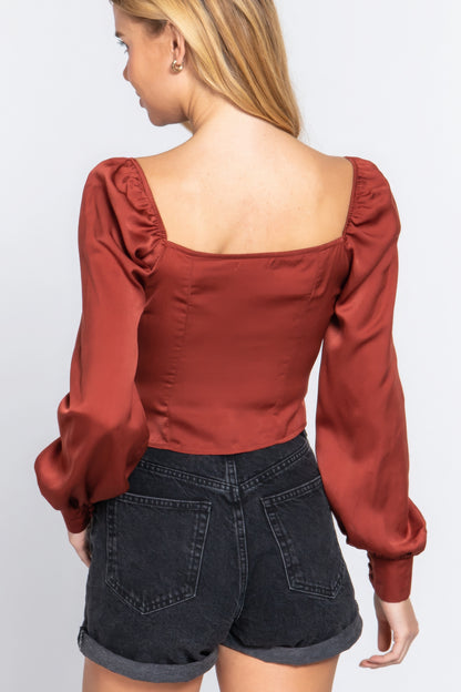 Sweetheart Neck Front Tie Top