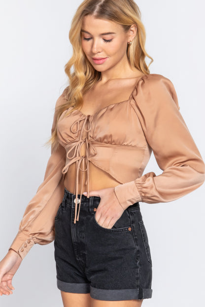 Sweetheart Neck Front Tie Top