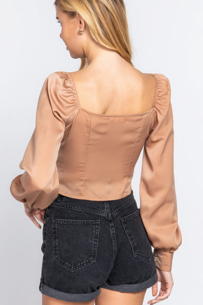 Sweetheart Neck Front Tie Top