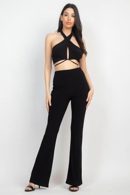 Halter Top & Flare Leggings Set