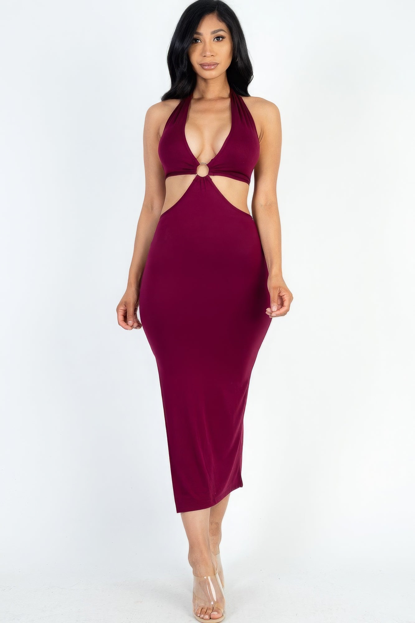 Cutout Halter Midi Dress