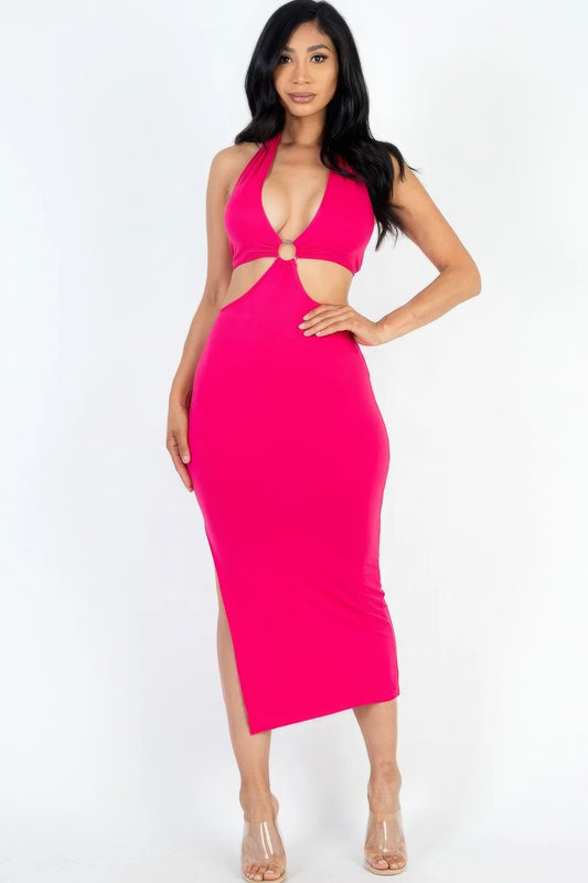 Cutout Halter Midi Dress