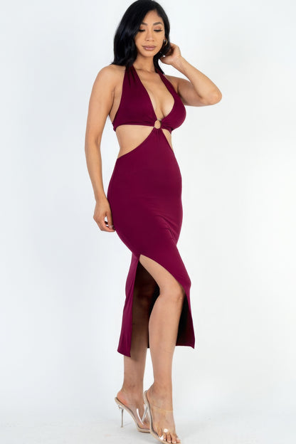 Cutout Halter Midi Dress