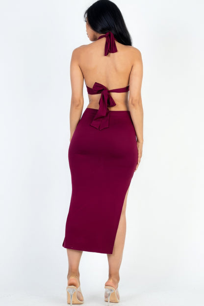 Cutout Halter Midi Dress