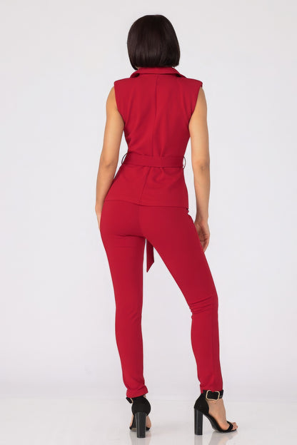 Sleeveless Tie Top & Pants Set