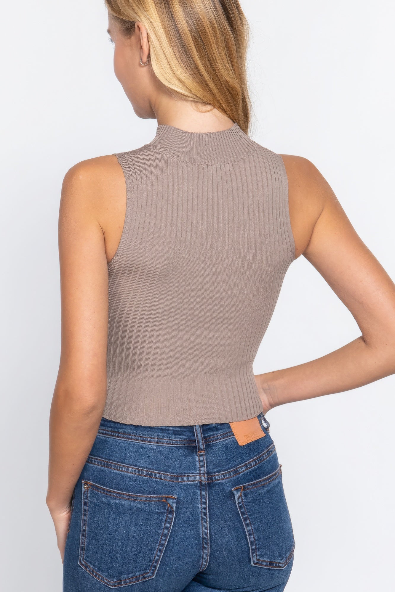 Sleeveless Zipper Sweater Top