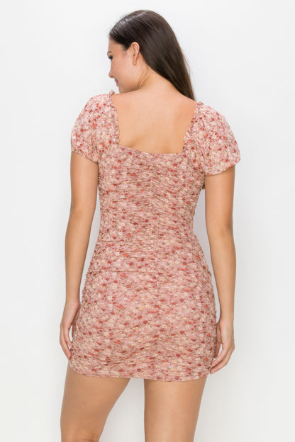 Floral Ruffled Bodycon Dress