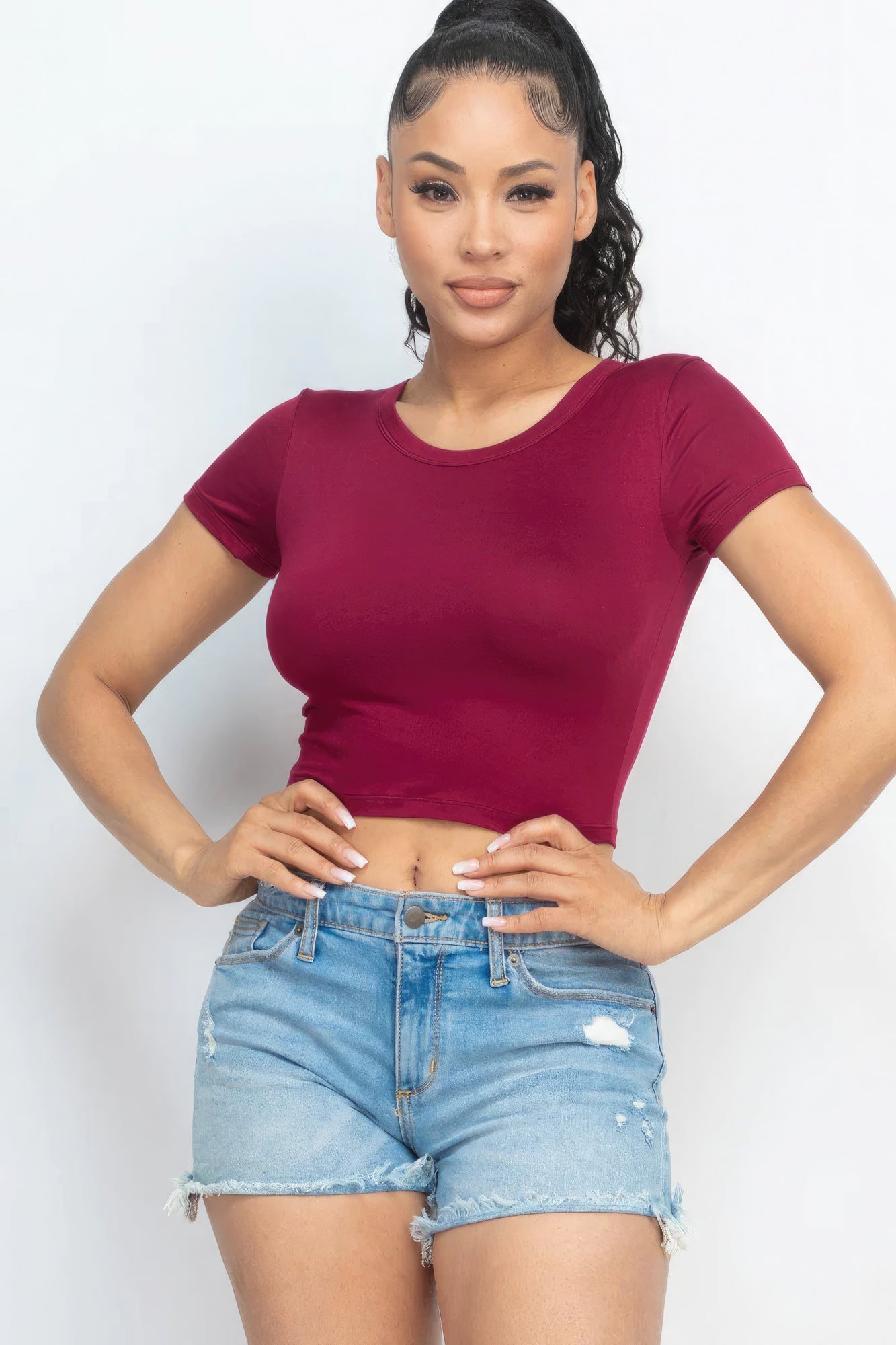 Short Sleeve Basic Crop Top