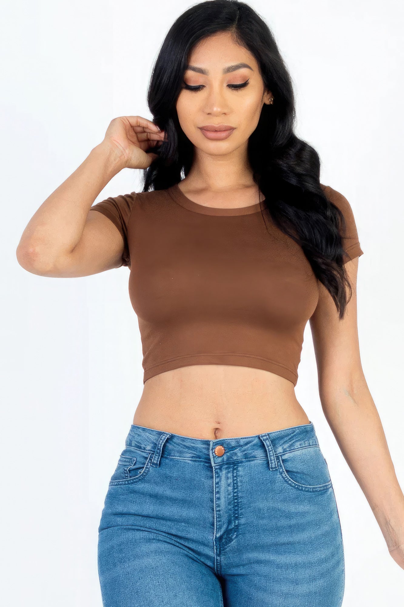 Short Sleeve Basic Crop Top