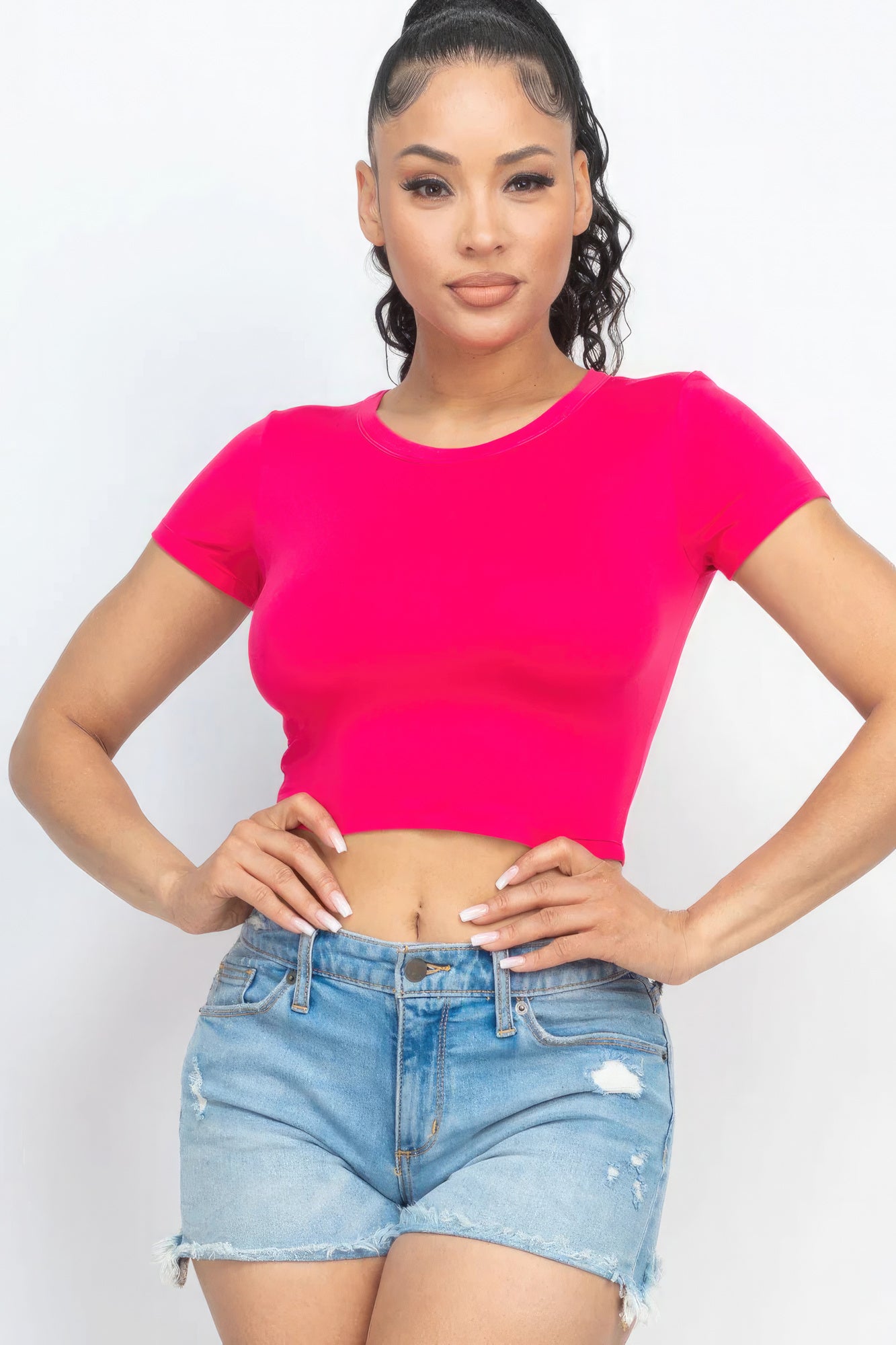 Short Sleeve Basic Crop Top