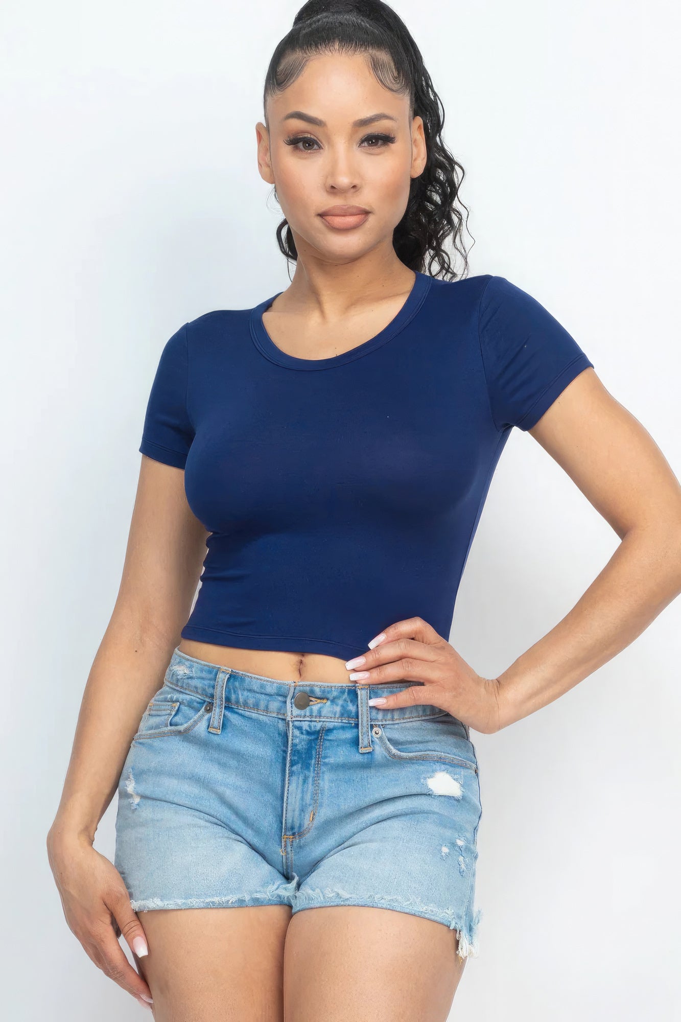 Short Sleeve Basic Crop Top