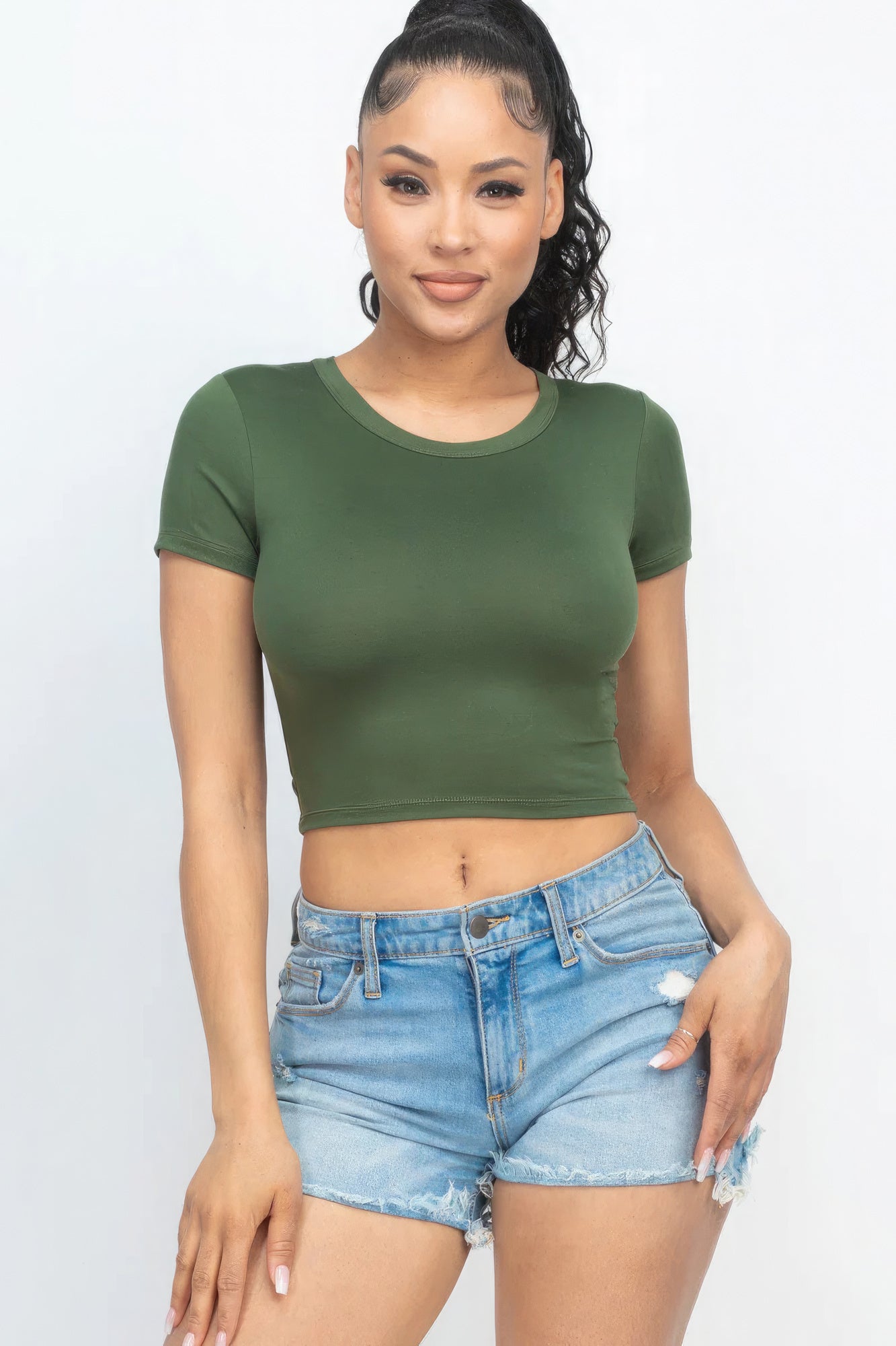 Short Sleeve Basic Crop Top