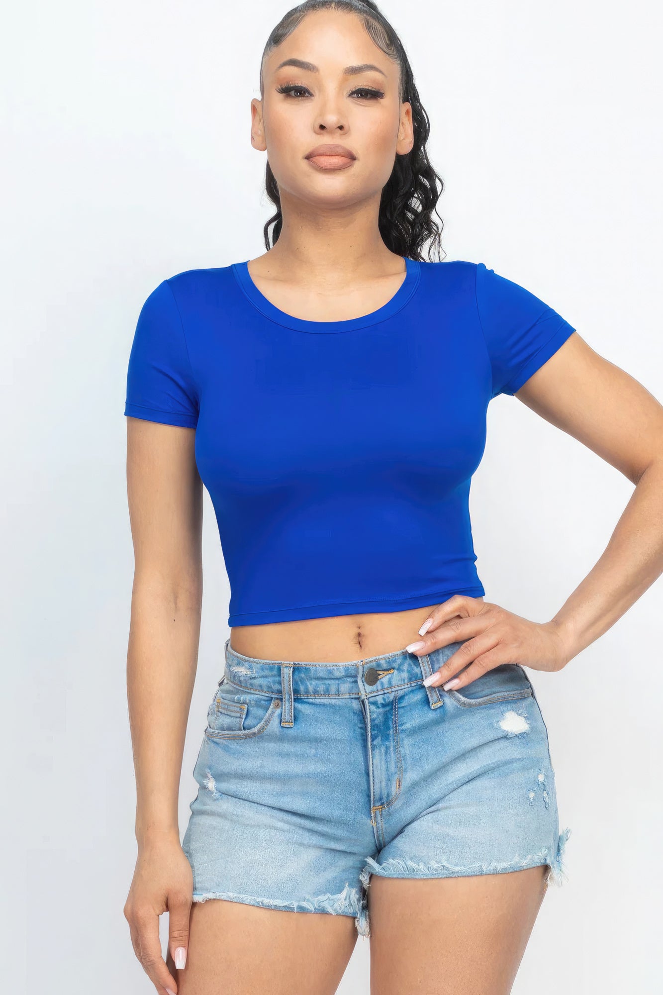 Short Sleeve Basic Crop Top