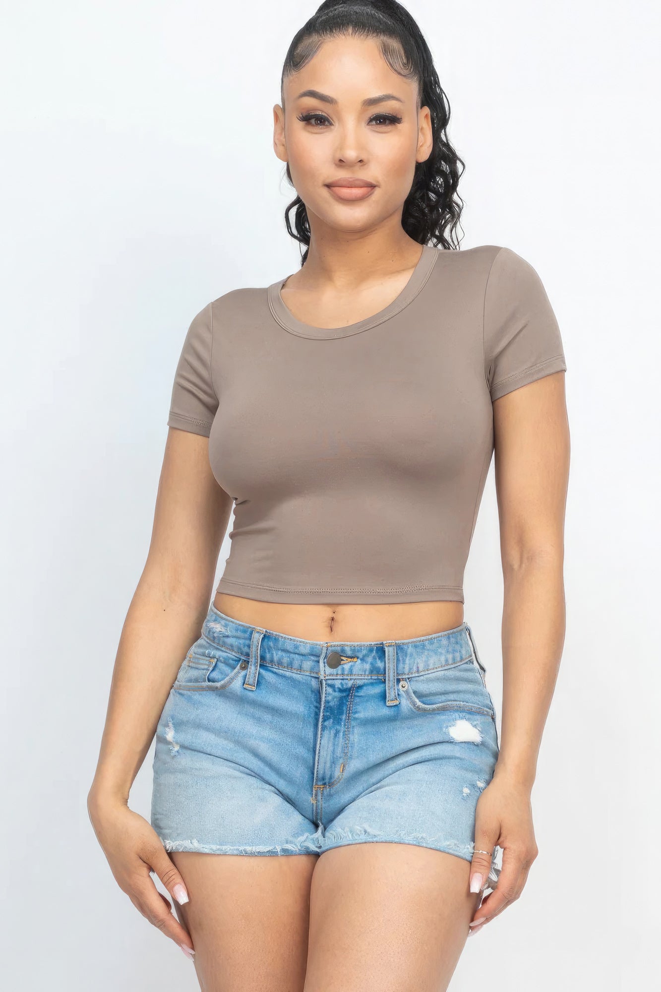 Short Sleeve Basic Crop Top