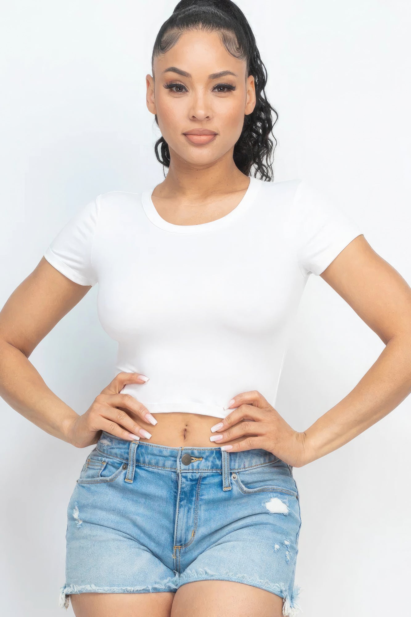 Short Sleeve Basic Crop Top