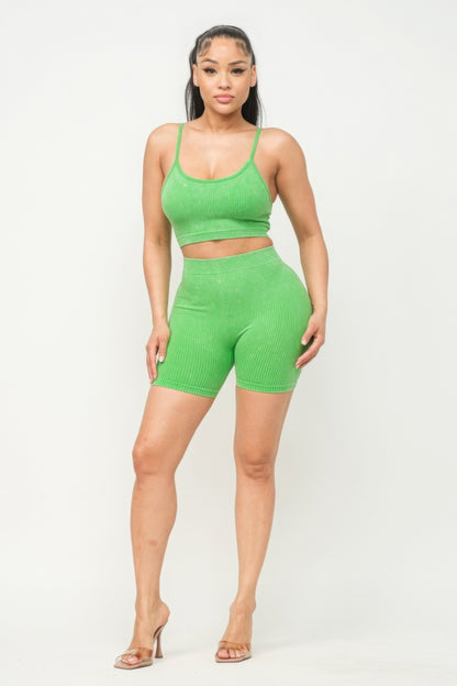 Washed Seamless Tank Top & Shorts Set