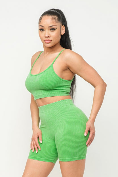 Washed Seamless Tank Top & Shorts Set