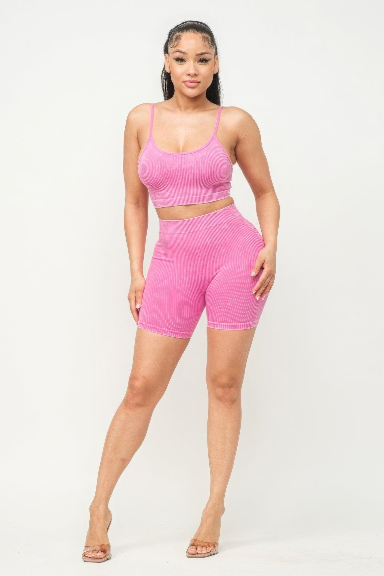 Washed Seamless Tank Top & Shorts Set