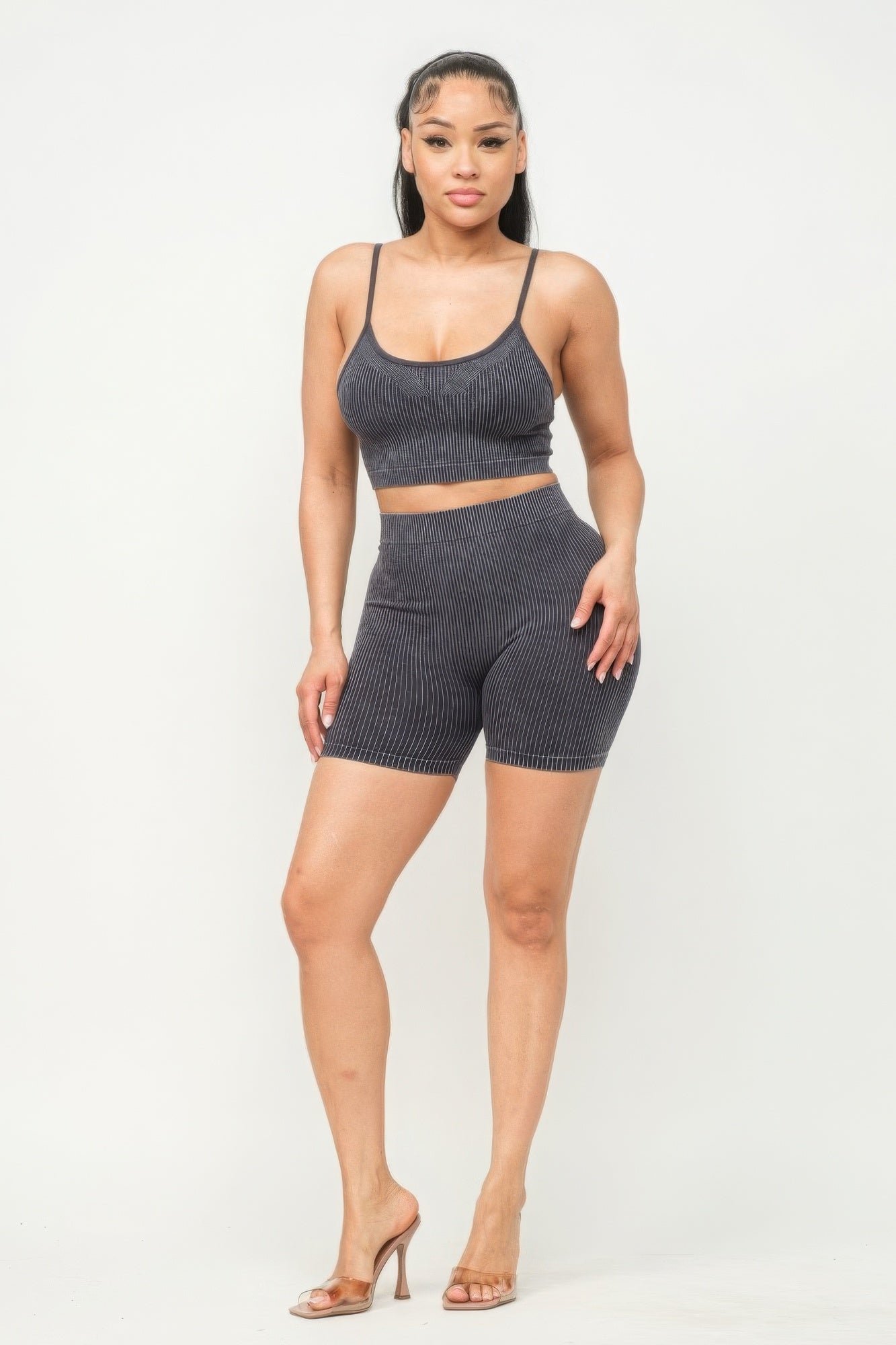 Washed Seamless Tank Top & Shorts Set