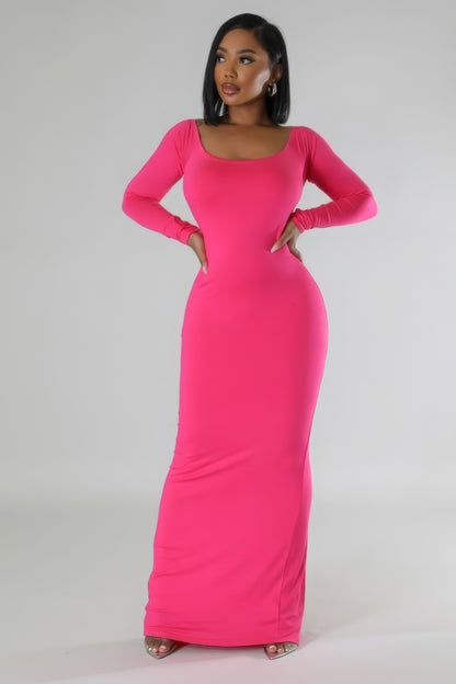 Long Sleeve Stretch Maxi Dress