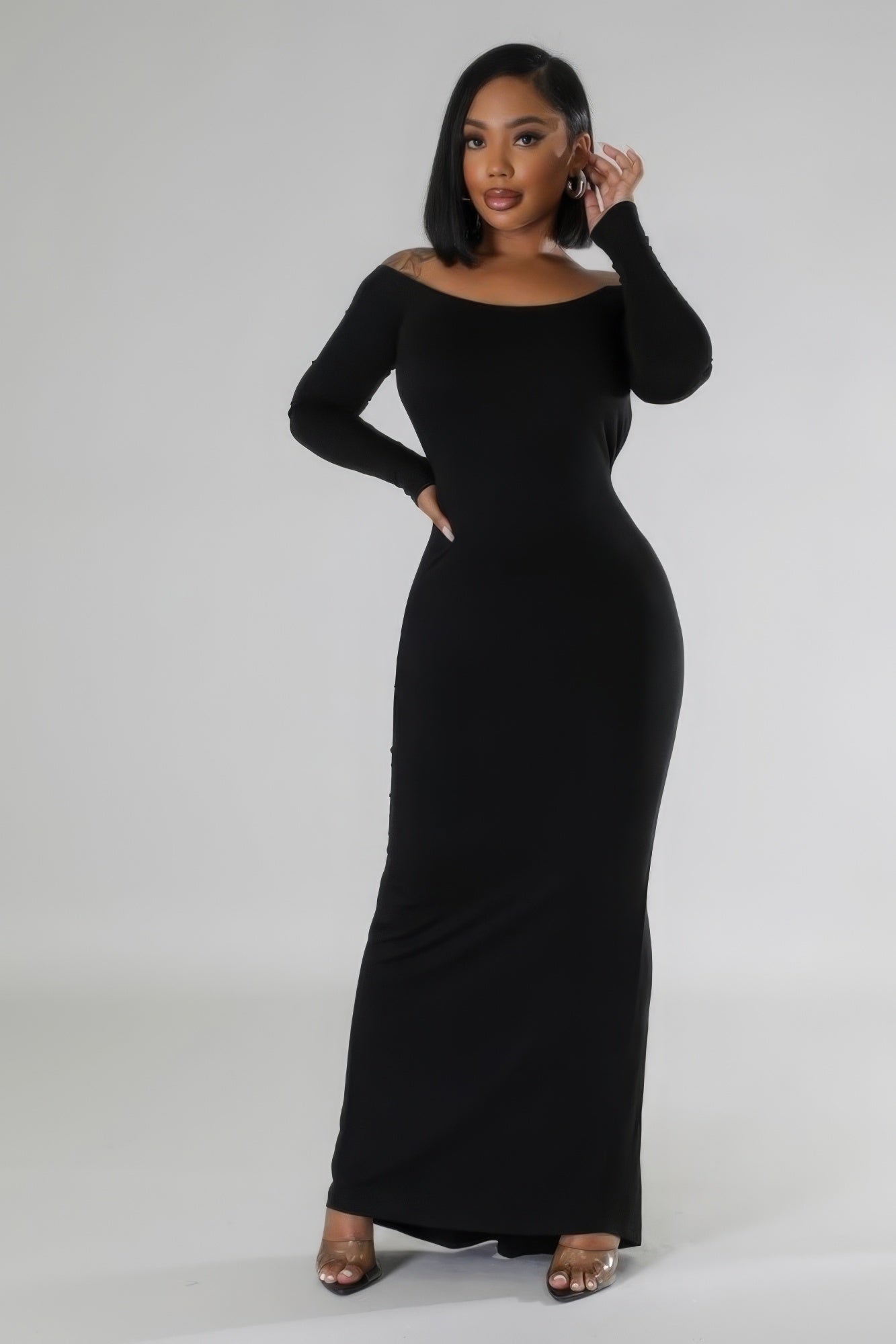 Long Sleeve Stretch Maxi Dress