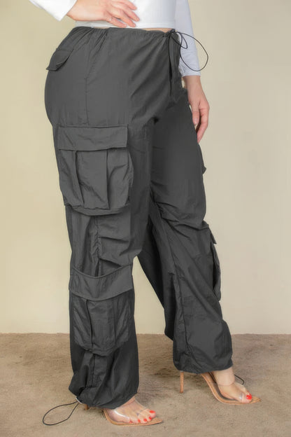 Plus Size Flap Pocket Parachute Pants