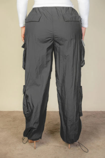 Plus Size Flap Pocket Parachute Pants