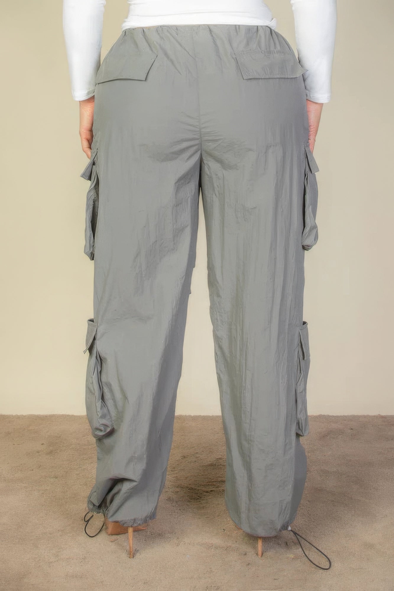 Plus Size Flap Pocket Parachute Pants