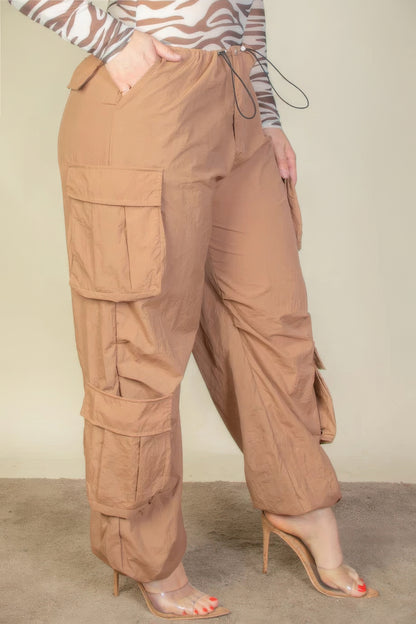 Plus Size Flap Pocket Parachute Pants