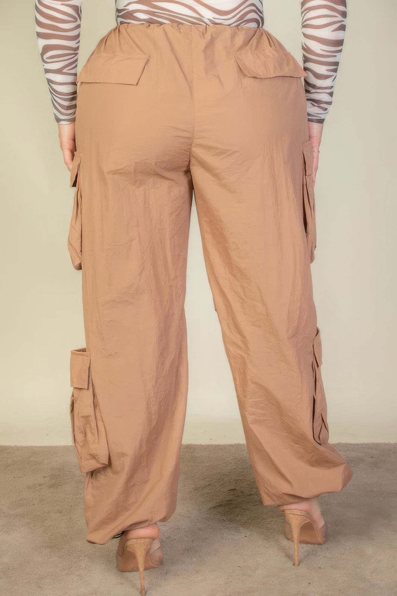 Plus Size Flap Pocket Parachute Pants