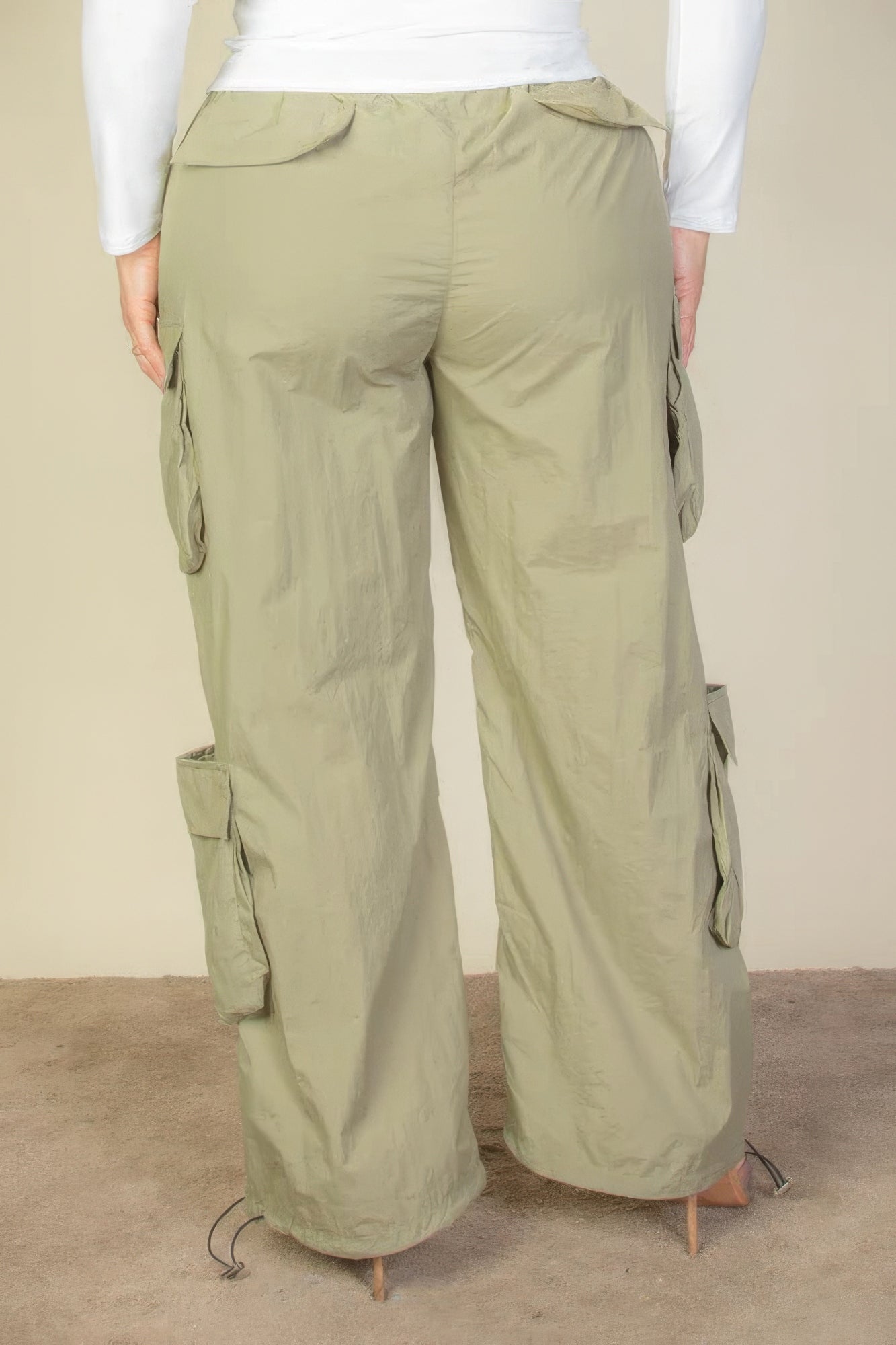 Plus Size Flap Pocket Parachute Pants