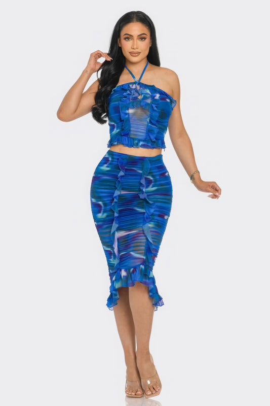 Tropical Waters Mesh Skirt Set