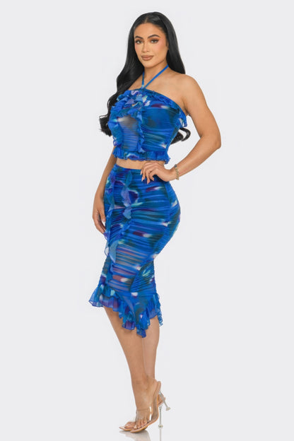 Tropical Waters Mesh Skirt Set