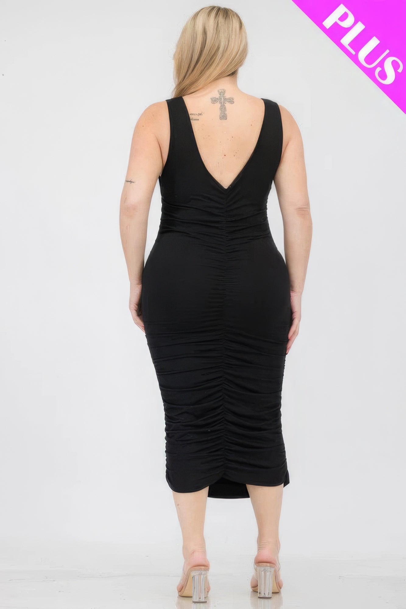 Plus Size Ruched Bodycon Midi Dress