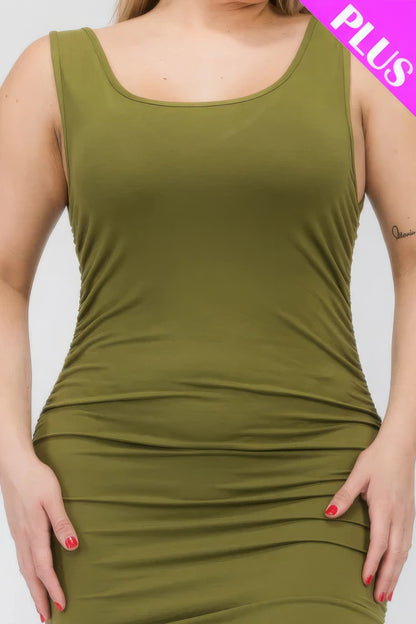 Plus Size Ruched Bodycon Midi Dress