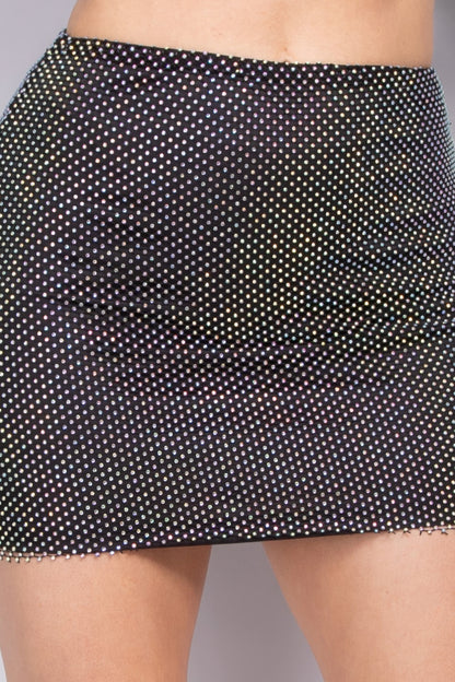 Rhinestone Fishnet Mini Skirt