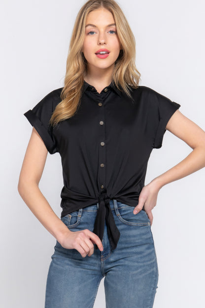 Short Sleeve Front Tie Top