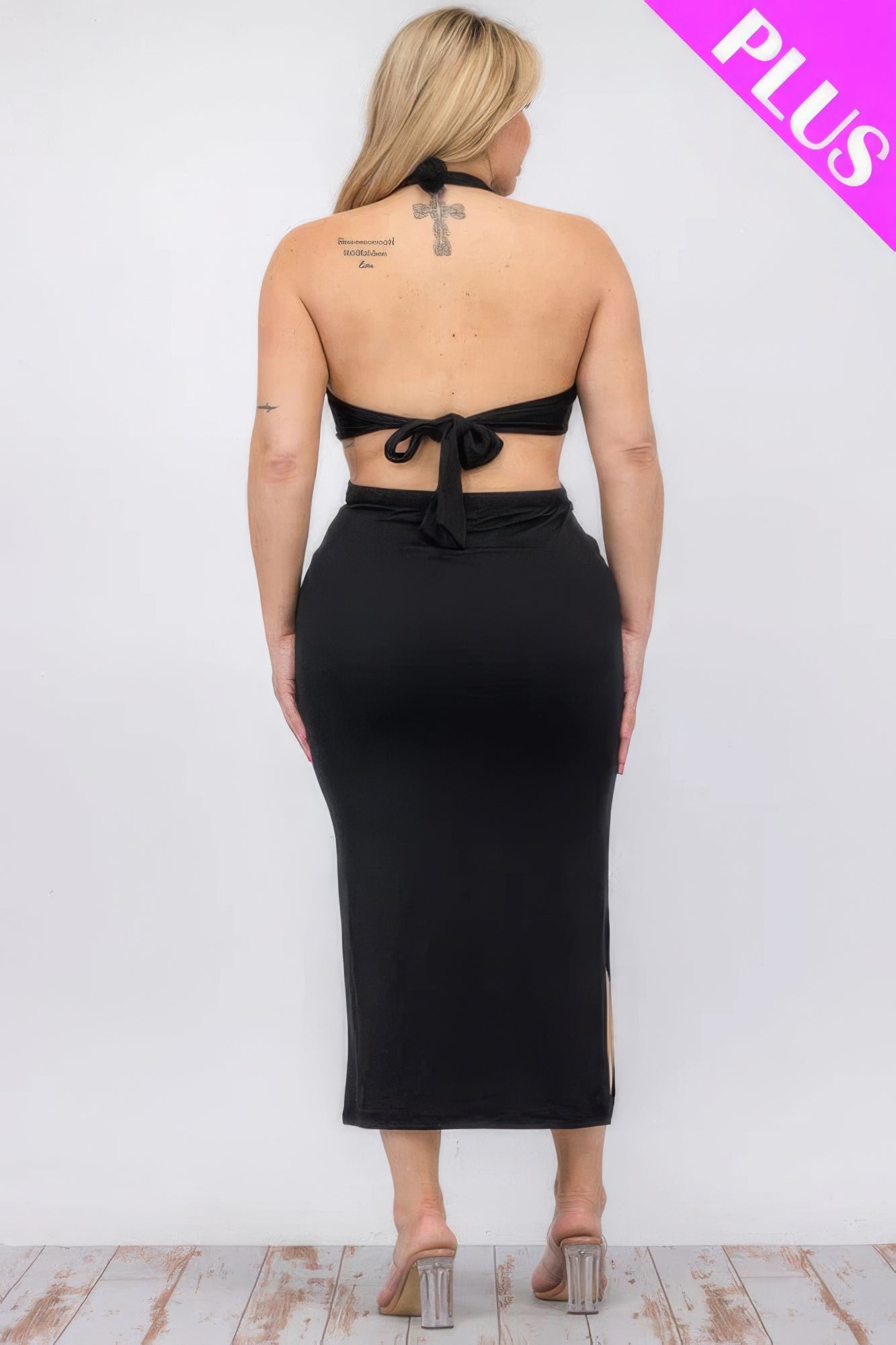 Plus Size Cutout Halter Neck Dress