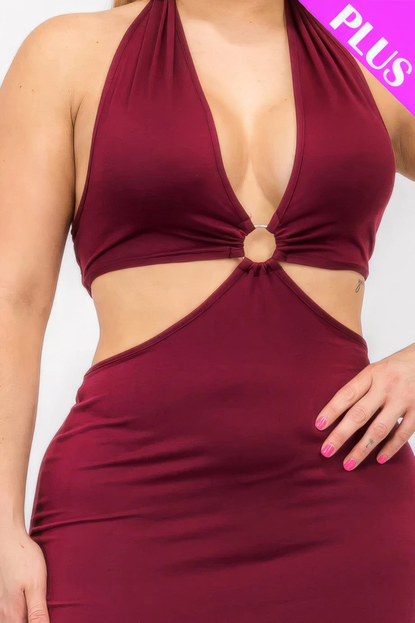 Plus Size Cutout Halter Neck Dress