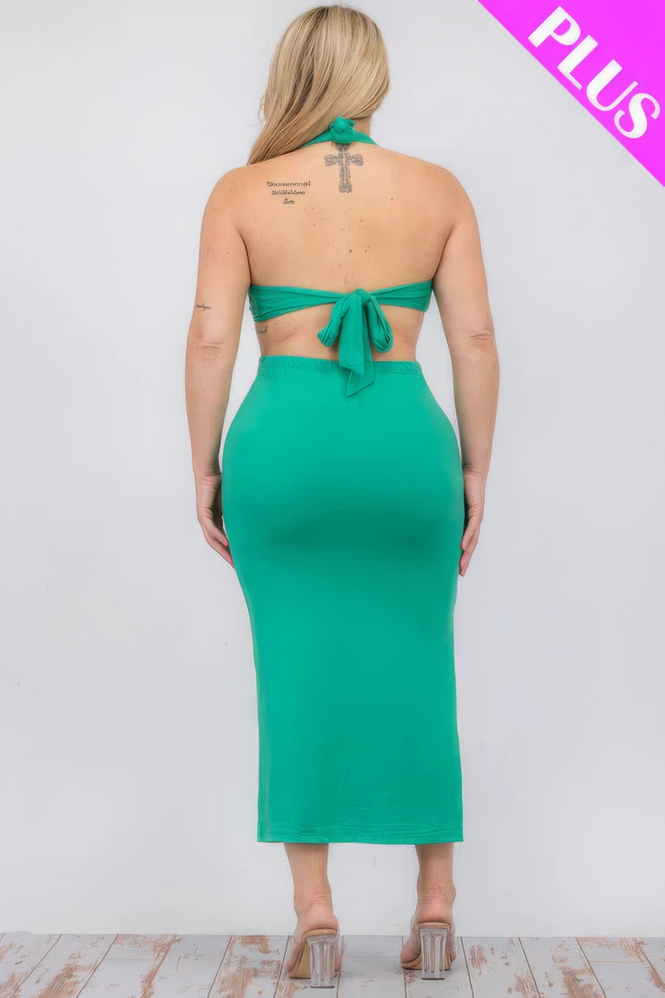 Plus Size Cutout Halter Neck Dress