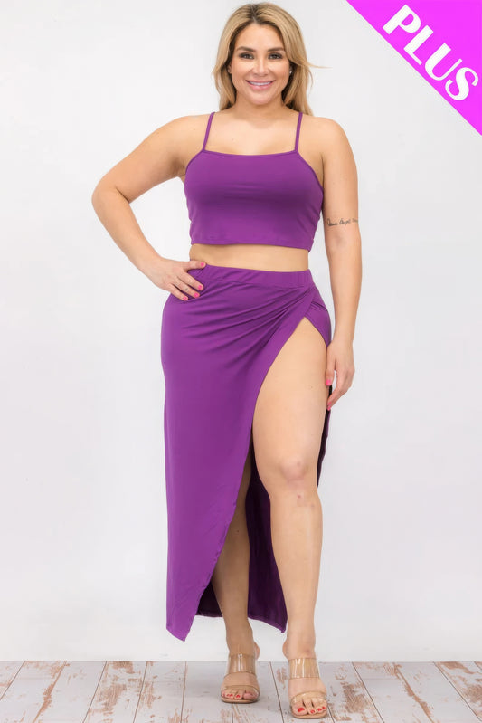 Plus Size Crop Cami & Maxi Skirt Set