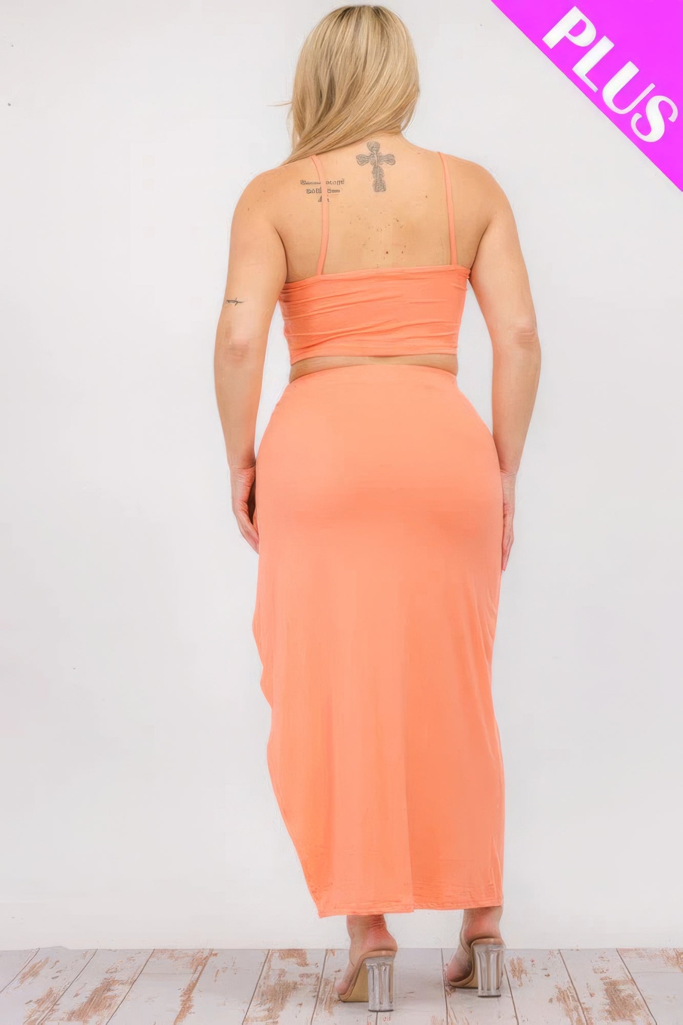 Plus Size Crop Cami & Maxi Skirt Set